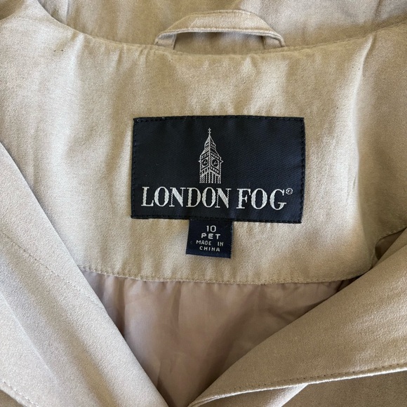 London Fog Beige Trench Coat Size 10 Petite Removable Hood Pockets Classic - Picture 4 of 16